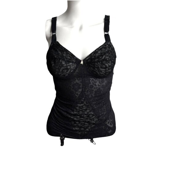 Vintage 60's Rago Women's Black Lacette Girdle with Garter 34B - Picture 1 of 8